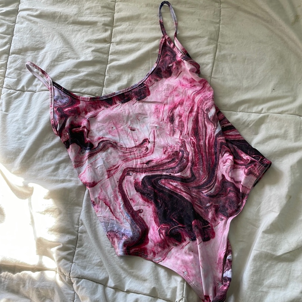 Pink marbled bodysuit